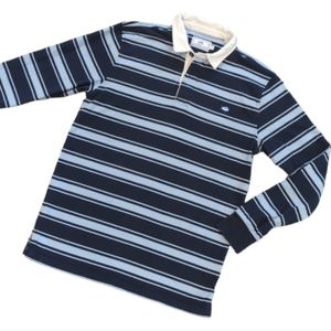 Southern Tide Long Sleeve Polo Striped Dark and Light Blue Size Small